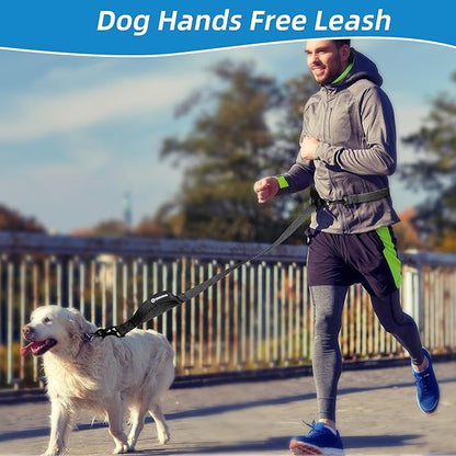 Hands Free Dog Leash Pet Supplies Waist Leash for Walking, 9ft Adjustable Waist Belt Training Leashes Heavy Duty Crossbody Dog Running Biking Hiking for Small Medium Large Dogs(Black)