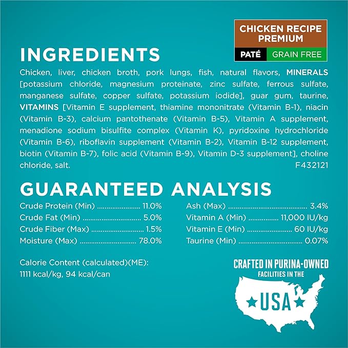 Purina ONE High Protein, Grain Free Pate Wet Cat Food Variety Pack, Grain Free Formula - (Pack of 24) 3 oz. Cans