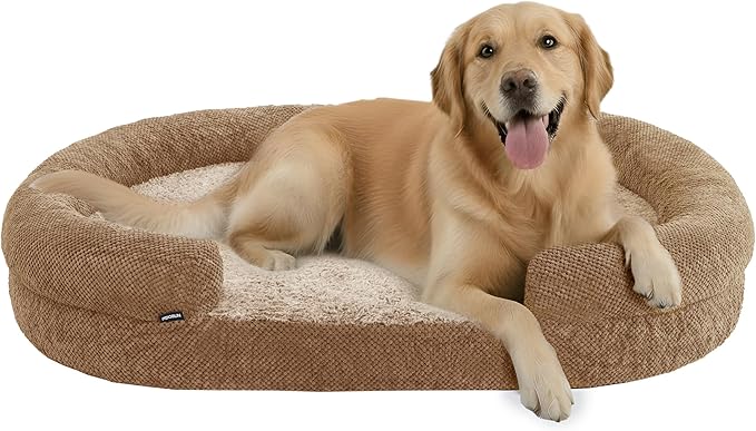 Miorun Bolster Dog Bed, Large Orthopedic Dog Bed with Memory Foam, Spacious Pet Couch Bed with Supportive Structure, Removable Washable Cover, Durable and Stylish Dog Bed for Large Dogs
