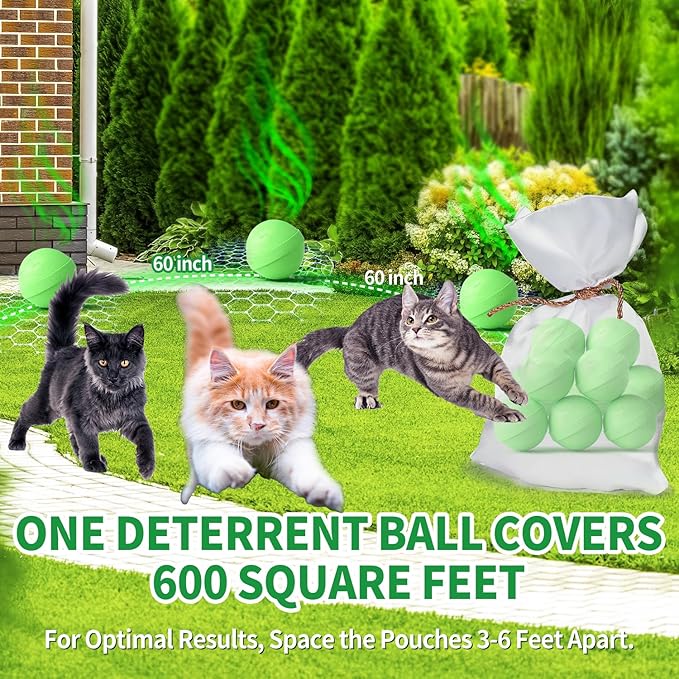 Ponal Cat Deterrent Outdoor, Natural Peppermint Oil Cat Repellent Outdoor Indoor, Mulch & Flower Permanently Against Scratch and Chew, Keep Cats Off Lawn, Yard, Garden, Keep Cats Away, 10 Pack