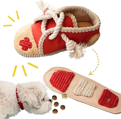 Pawfoo Lab 2 Pack No Stuffing Squeaky Dog Toys for Small, Medium and Large Dogs - Interactive Tug of War Puppy Chew Snuffle Toy, Dog Birthday for Dog Presents - Shoe