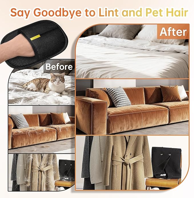 Electrostatic Pet Hair Remover Glove for Dogs &Cats, Reusable Cat Dog Magic Brush pet Hair, Suitable for Sofas, Clothing, Carpets, Curtains (1Pcs)