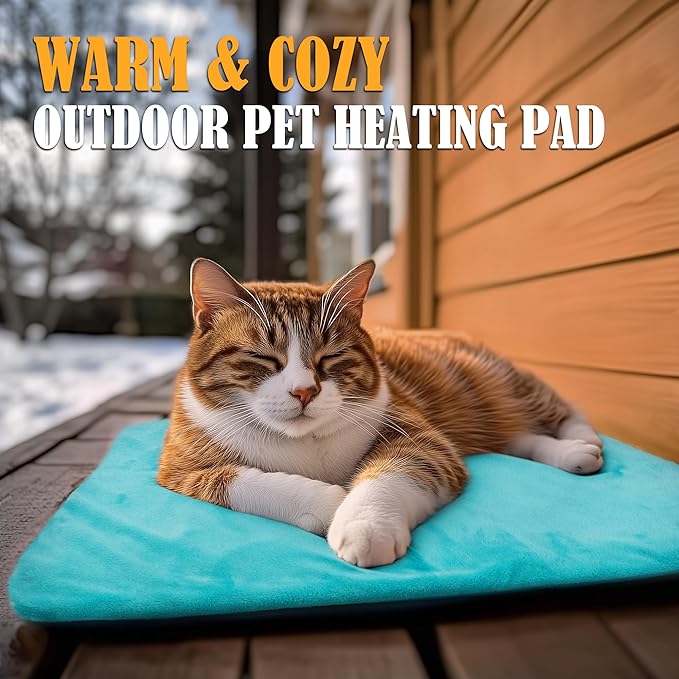 PETNF Outdoor Pet Heating Pad - Waterproof Electric Warming Mat Blanket Safe Heated Bed for Feral Cat Dog & Cat House, Winter Outdoor Use 28"X16"