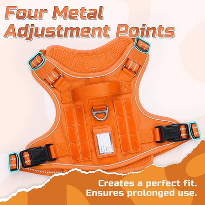 rabbitgoo Tactical Dog Harness for Large Dogs, No Pull Military Service Vest with Handle & Molle, Easy Control for Training Walking, Adjustable Reflective Straps, Orange, XL