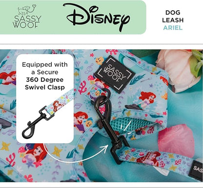 Sassy Woof Disney Princess Little Mermaid Ariel Dog Leash 60-Inch with Neoprene Padded Handle - Comfortable, Durable, and Stylish for Small to Large Dogs - Officially Licensed