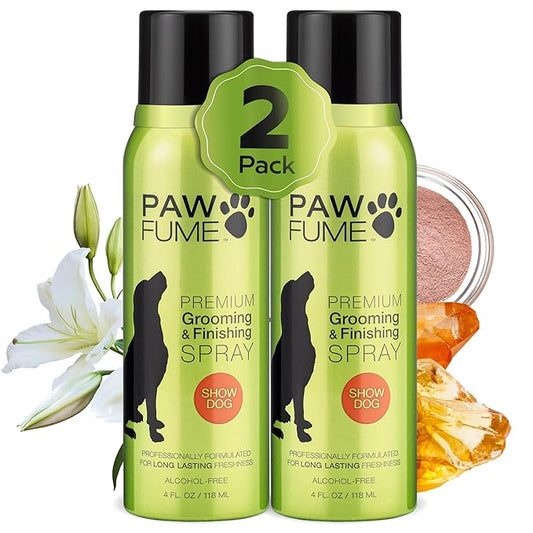 Paw Fume Dog Perfume Spray Long Lasting Scent for Grooming, Show Dog, 2-Pack – Keep Your Pup Fresh All Day – Hypoallergenic, Alcohol-Free, Detangling Formula – Moisturizing Pet Cologne Spray for Dogs