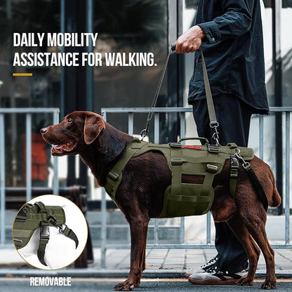 OneTigris Dog Lift Harness for Large Dogs, Dog Hip Support Brace, Full Body Dogs Lifter with Handles Invictus Multifunctional Mobility Assistance Vest for Back Legs (Green, X-Large)