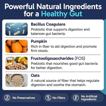 Tummy Essentials Probiotic Chews for Dogs, Supports Gut Health for Dogs and Firm Stools, Helps Eliminate Digestive Dysfunction, Dog Probiotics Made in The USA, 30 Chews