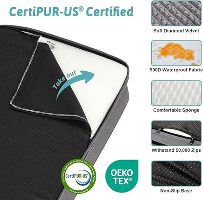 COZY KISS Orthopedic Large Dog Beds, Bolster Pet Couch with Waterproof Lining, Egg Crate Foam Sofa for Pets Up to 65 lbs, U-Shaped, 36x27x6.5 inch, Grey