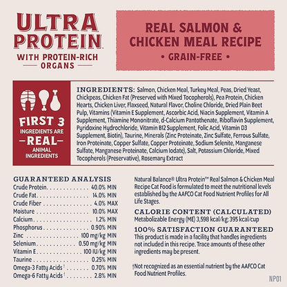 Natural Balance Ultra Protein Dry Cat Food, Real Salmon & Chicken Meal Recipe with Chicken Liver & Chicken Hearts - 6 lbs.