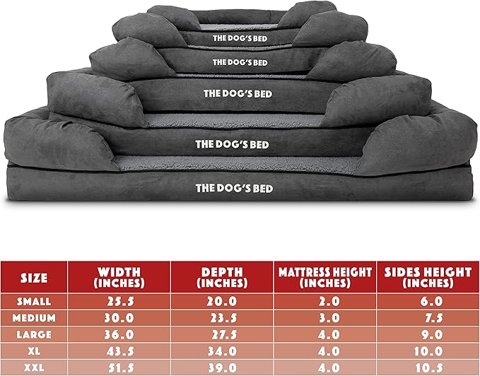 The Dog’s Bed, XL Grey Plush, Solid Memory Foam, Pain Relief: Arthritis, Hip & Elbow Dysplasia, Post Surgery, Lameness, Supportive, Calming, Waterproof Washable Cover, Veterinary Approved