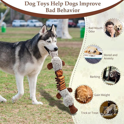 BUYPOW Squeaky Dog Toys, Interactive Tug of War Puppy Toys, Funny Plush Dog Chew Toys, Stuffed Dog Toys for Small,Medium and Large Dogs - Platypus
