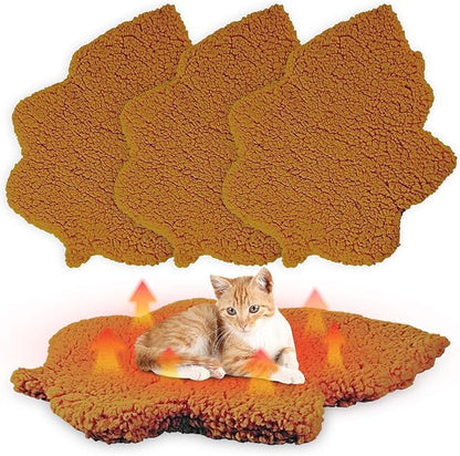 BrightRow 3 Pack Self Warming Pet Bed Leaf Shape Self Heating Cat Dog Mat Washable Thermal Sleeping Pad for Indoor Outdoor Hedgehog, Bunny, Sugar Glider, Rat, Chinchilla(Orange,Medium-18 x24)