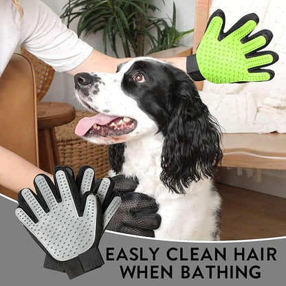 Pet Grooming Gloves – 1 Pair – Deshedding & Bath Massage Mitts for Dogs & Cats – Choose from 5 Colors – Adjustable, Reusable & Easy to Clean (Gray)