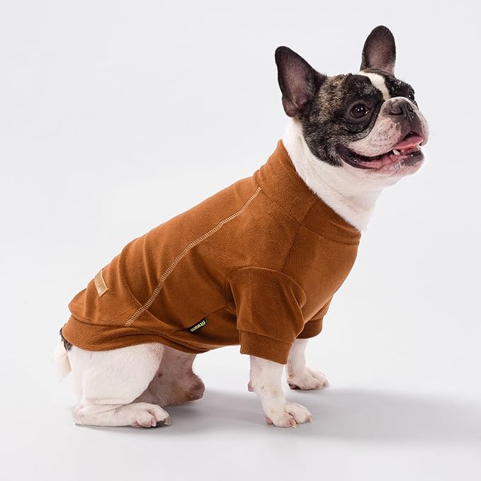 Fitwarm 3 Pack Classic Fleece Dog Sweater, Turtleneck Dog Sweatshirt, Winter Clothes for Small Dogs Boy Girl, Pet Pullover Jumper, Cat Apparel, Orange, Yellow, Coffee, Small