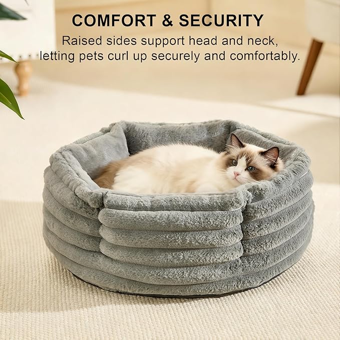 Kimpets Small Dog Bed for Small Dogs, Cat Beds for Indoor Cats, Pet Bed for Puppy and Kitty, Extra Soft & Machine Washable with Anti-Slip & Water-Resistant Oxford Bottom, Grey, 24 inches
