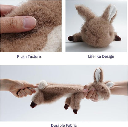 Fuzzwoof No-Stuffing Bunny Squeaky Dog Toy, Cute Plush Puppy Teething Toy to Keep Them Busy, Rabbit Interactive Tug of War & Dental Chew for Small Medium Large Dogs
