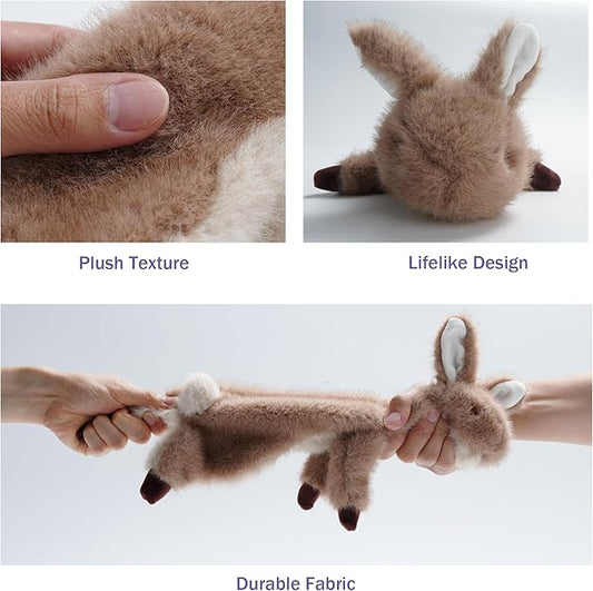 Fuzzwoof No-Stuffing Bunny Squeaky Dog Toy, Cute Plush Puppy Teething Toy to Keep Them Busy, Rabbit Interactive Tug of War & Dental Chew for Small Medium Large Dogs