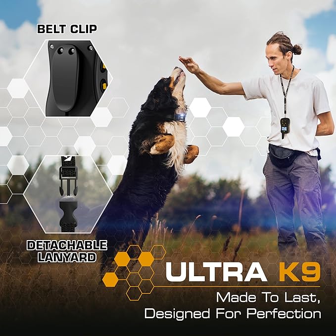 INVIROX Ultra K9 Dog Training Collar, 124 Levels for Reactive, Stubborn or Hard-to-Train Dogs, Long Range ¾ Mile, Night-Light Mode, Safe Communication, IP67 Waterproof E Collar for Large Dogs