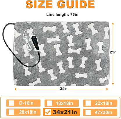 Bestio Large Dog Heating Pad,34x21 in Heated Dog Bed with Constant Heat & Auto Modes，MET&UL Certified Pet Heating Pad with Soothing Warmth,Chew-Resistant Cord,Waterproof Washable Cover-Gray