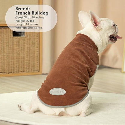 cyeollo Fleece Dog Sweater Vest, Reflective Dog Sweatshirt Pullover Doggie Jacket for Small Medium Large Doggie Clothes Boy Girl Pets, Brown & Khaki M