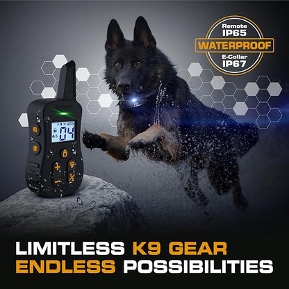 INVIROX Ultra K9 Dog Training Collar, 124 Levels for Reactive, Stubborn or Hard-to-Train Dogs, Long Range ¾ Mile, Night-Light Mode, Safe Communication, IP67 Waterproof E Collar for Large Dogs