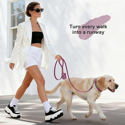 Didog Soft PU Leather Dog Collar, Stylish Quick Released Dog Collar for Large Dogs, Easy Clean Adjustable Pet Collar for Daily Walking, Purple, L Fit 15-23" Neck
