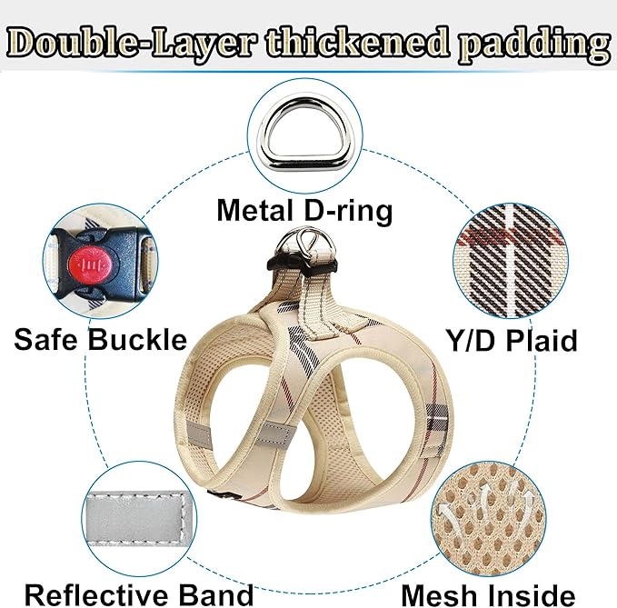 matilor Dog Harness Step-in Breathable Puppy Cat Dog Vest Harnesses for Small Medium Dogs