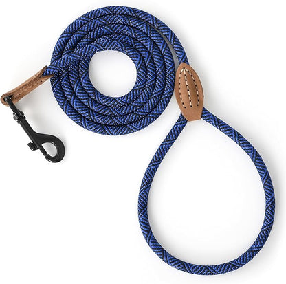 Mile High Life Small Dog Leash, Thin Rope Leash with Genuine Leather Connection and Heavy Duty Metal Clasp, Great for Small Medium Dogs(Blue,60 Inch-1/3)