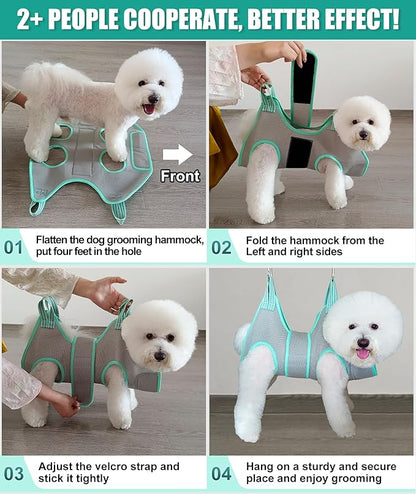 Kkiimatt XS Dog Grooming Hammock Harness, Grey, Nail Trimming, Holder, Restraint, Thick Neck Support