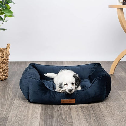 Modern Threads Luxury Dog Bed - Comfortable Tufted Velvet Cushion for Small to Large Dogs - Machine Washable - Durable & Cute Sleep Space for Pets - Pamper Your Pet with Cozy Beds - Denim