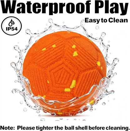 Smart Interactive Dog Ball, Dog Soccer Ball, Auto-Rolling, Bouncing and Rotating with Chew-Resistant E-TPU Material, IP54 Waterproof for Medium and Large Dogs (Orange)