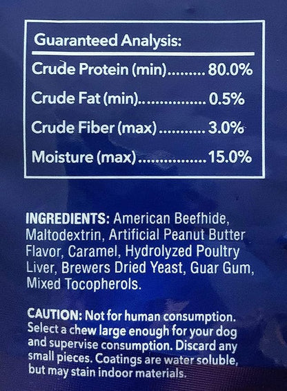 Pet Factory 100% Made in USA Beefhide 5" Chip Rolls Dog Chew Treats - Peanut Butter Flavor, 20 Count/1 Pack