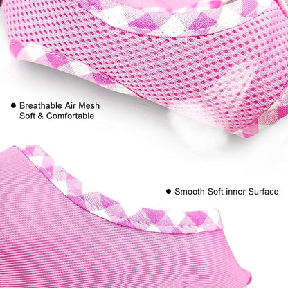 SuperBuddy Upgraded Soft Mesh Dog Harness, Super Breathable Lightweight Pet Harnesses for Puppy Dogs Outdoor Walking, Pink Dog Harness -Large