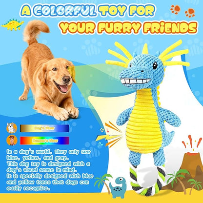 Fuufome Squeaky Dog Toys for Large Dogs- Tough Squeaky Dog Toys to Keep Them Busy- Durable Plush Stuffed Chew Toy for Boredom, Tug of-War, for Small Medium Large Dogs