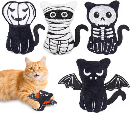 Retro Shaw Cat Toys 4Pcs with Natural Catnip & Crinkle Sound Inside, Interactive Kicker & Safe Teeth Cleaning Toys for Indoor Cats Kittens, 3.7 Inches
