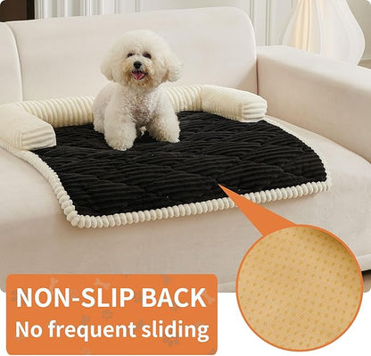 HAOMAIJIA Dog Couch Bed for Large Dogs, Non Slip Pet Couch Covers for Sofa Thick Soft Washable Dog Couch Cover Protector All Seasons Universal Dogs and Cats Bed Mat (Black, Large)