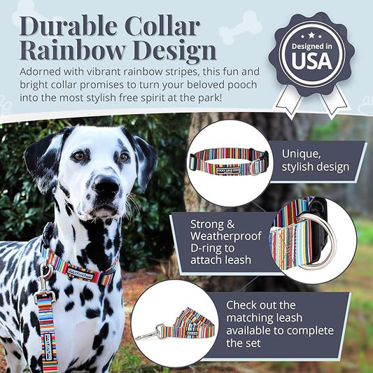 Lucky Love Dog - Adjustable Dog Collar with Easy Click Buckle for Large Ones, Durable, & Comfortable for Male & Female Dogs, Pet Collar for Puppies & Adult Dogs - Hippie, Large