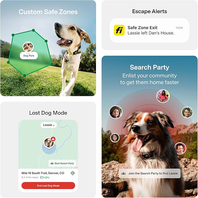 New Fi Series 3+ Smart Dog Tracker Collar [6 Month Membership Included] GPS Tracker for Dogs with Health & Behavior Monitoring, Escape Alerts, Waterproof, LED, Apple Watch Compatible (Blue, X-Large)