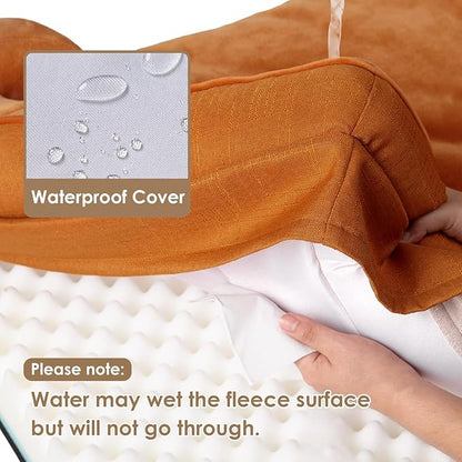 EHEYCIGA Orthopedic Dog Beds for Large Dogs, Waterproof Memory Foam Large Dog Bed with Sides, Non-Slip Bottom and Egg-Crate Foam Pet Couch Bed with Washable Removable Cover,Pumpkin Orange