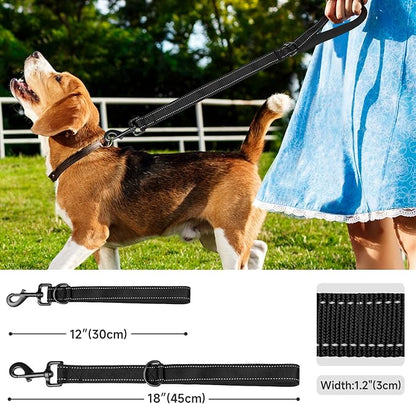 Dog Leash, Short Dog Leash, Leashes for Large Breed Dogs,Traffic Padded Handle- Reflective Training Lead, Perfect for Medium to Large Dogs(24 Inch, Black)