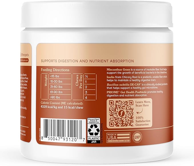 Fera Pets Probiotics for Dogs with Prebiotics and Postbiotics - Full Spectrum Gut Health Support - Promotes a Balanced Gut Microbiome - Boosts Immune Health - 30 Soft Chews
