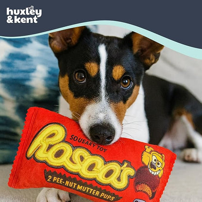 Huxley & Kent Funny Dog Toy w/Squeaker – Power Plush Squeaky Dog Toys for Small, Medium & Large Dogs – Soft Stuffed Animal for Indoor Play & Fetch - Roscos, Small