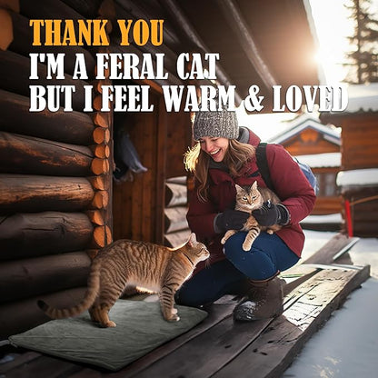 PETNF Outdoor Cat Heating Pad - Safe Waterproof Electric Warming Mat for Feral Cats Fits Cat House Outside 28"X16"