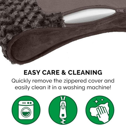 Furhaven Cooling Gel Dog Bed for Large Dogs w/ Removable Washable Cover, For Dogs Up to 150 lbs - Ultra Plush Faux Fur & Suede Luxe Lounger Contour Mattress - Chocolate, Jumbo Plus/XXL