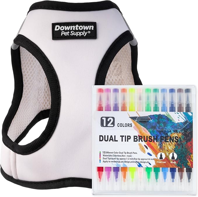 Downtown Pet Supply Step in Dog Harness for Small Dogs No Pull, Medium, Doodle - Adjustable Harness with Padded Mesh Fabric and Reflective Trim - Buckle Strap Harness for Dogs