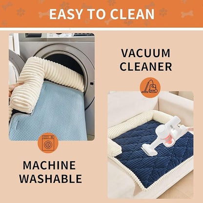 HAOMAIJIA Dog Couch Bed for Small Dogs, Non Slip Pet Couch Covers for Sofa Thick Soft Washable Dog Couch Cover Protector All Seasons Universal Dogs and Cats Bed Mat (Navy Blue, Small)