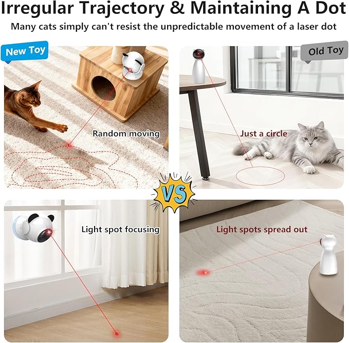 Saolife Laser Cat Toys for Indoor Cats, Truly Random Trjajectory, Suction Cup Design, Run Quiet, Interactive Cat Toy Automatic