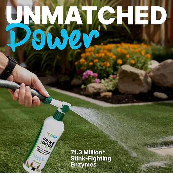 TurfSpa Urine & Odor Turf Detox: Gallon Refill of Professional Enzyme Cleaner & Odor Eliminator for Artificial Grass, Turf, Concrete, Patio & Kennels, Pet Urine Enzymatic Cleaner for Dogs & Cats