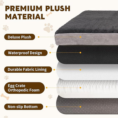 Orthopedic Dog Bed for Medium and Large Dogs - Waterproof Dog Sofa with Removable Washable Cover and Egg Crate Foam Comfort Pet Sleeping Mat, Pet Bed Couch with Zipper and Non-Slip Bottom